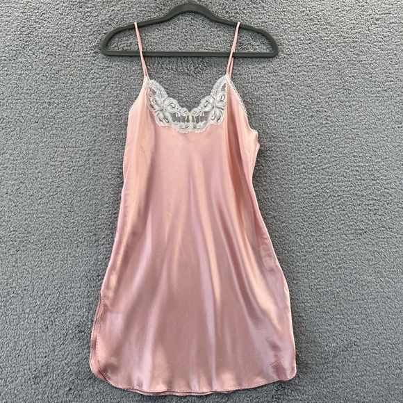 Vintage Light Pink Satin Slip Dress Lace Spaghetti Straps Size Small Coquette - Picture 9 of 9